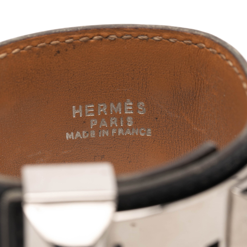 Pre-Loved Hermes Swift Leather and Palladium Plated Collier de Chien Bracelet - Picture 4 of 6